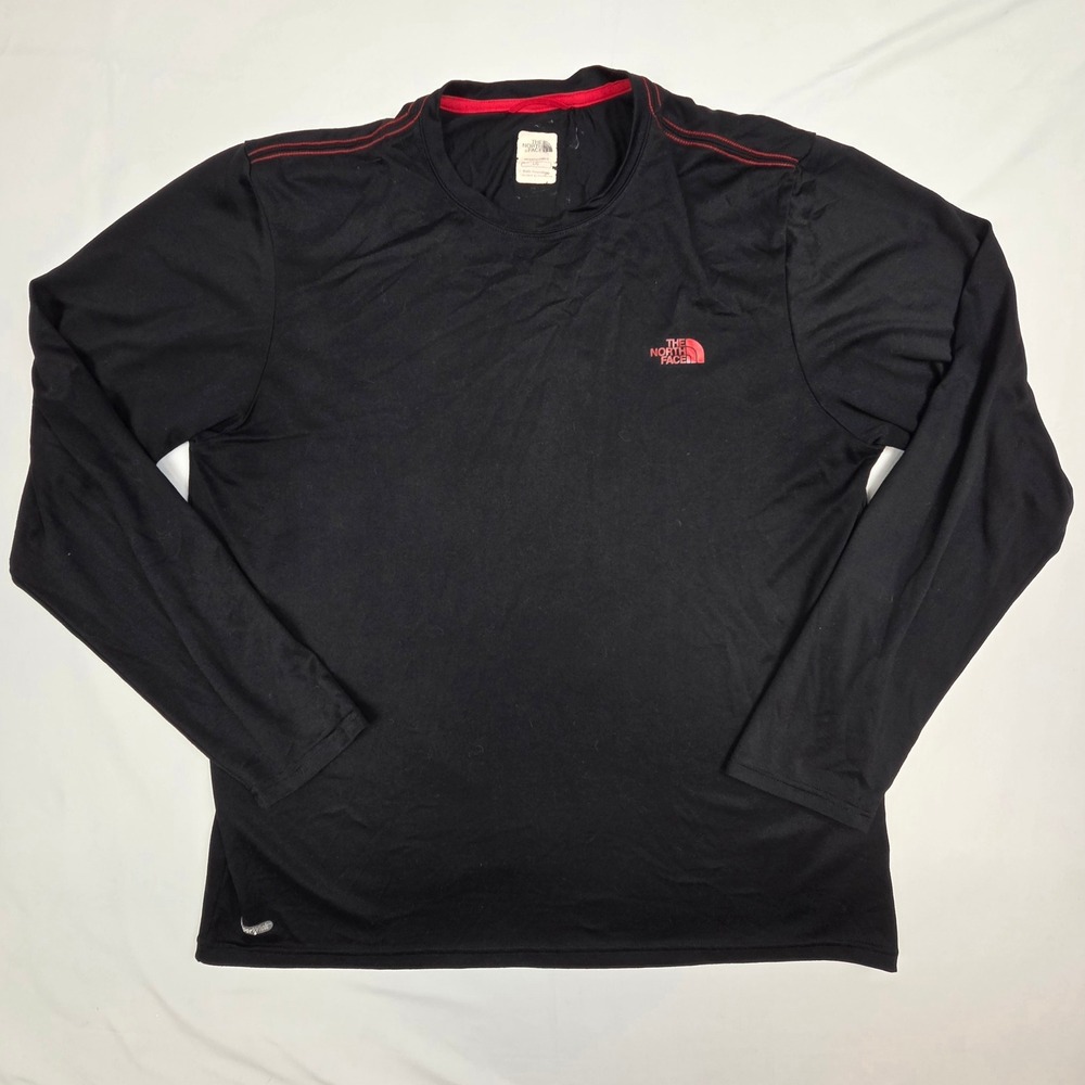 The North Face Mens VaporWick Long Sleeve Shirt L Black Red Active Hiking Tee